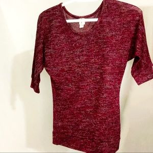 Love Soup Wine Colored Speckled Light Sweater XS